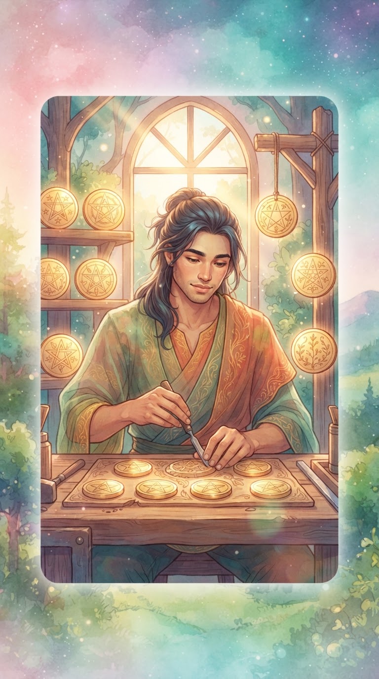 Eight of Pentacles tarot card